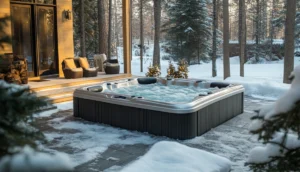 a hot tub in a colorado winter